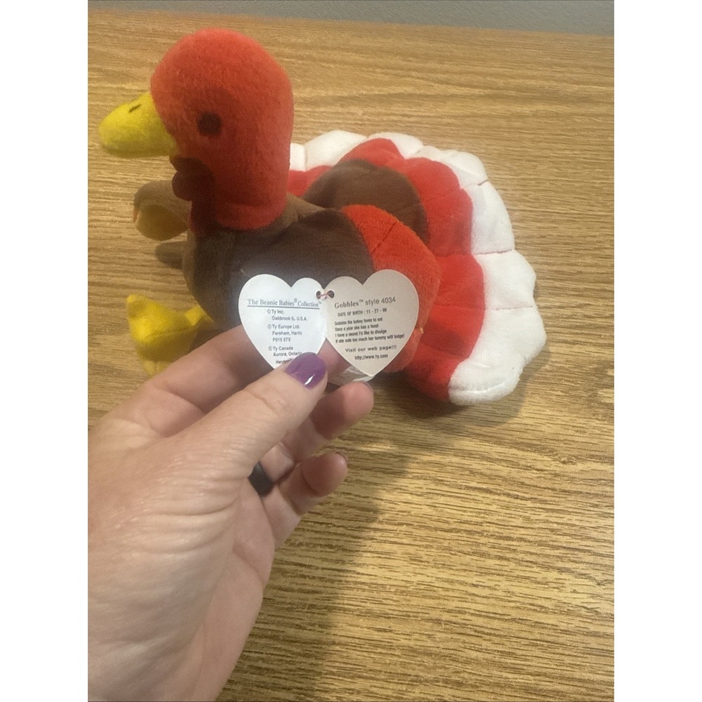 Ty Beanie Babies - Gobbles the Turkey w/Tag Thanksgiving - Picture 3 of 8